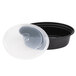 Pactiv Newspring OC16B 16 oz. Black 6 3/4" x 4 3/4" x 1 7/8" VERSAtainer Oval Microwavable Container with Lid - 150/Case Main Thumbnail 4