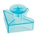 A clear plastic container with a blue lid containing an Ateco Polystyrene Pinwheel Cookie Cutter.