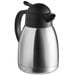 A silver stainless steel Choice coffee carafe with a black lid.