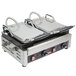 A Cecilware Double Panini Sandwich Grill with two grooved griddles.