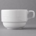 A white Reserve by Libbey porcelain cup with a handle.