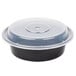 Pactiv Newspring NC718B 16 oz. Black 6" VERSAtainer Round Microwavable Container with Lid - 150/Case Main Thumbnail 2