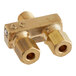 A brass American Range pilot valve with two fittings.
