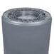 A Continental 55 gallon gray round trash can with a lid.