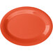 A close up of a GET Rio Orange oval melamine platter.