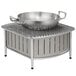 A large metal pot on a Vollrath small buffet station with a wire grill.