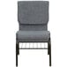Flash Furniture XU-CH-60096-BEIJING-GY-BAS-GG Gray 18 1/2" Wide Church Chair with Communion Cup Book Rack - Gold Vein Frame Main Thumbnail 3
