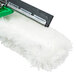 The Unger Visa Versa window squeegee with a green and white cleaning cloth attached to it.