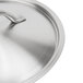 A close-up of a stainless steel Vollrath Centurion domed lid.