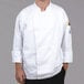 Chef Revival Silver Knife and Steel J002 Unisex White Customizable Long Sleeve Chef Jacket with Chef Logo Buttons Main Thumbnail 1