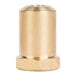 A gold metal cylindrical object with a brass threaded nut.