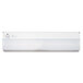 A white Ledu under-cabinet fluorescent fixture with a rectangular shape and switches.