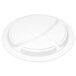 A white Carlisle polycarbonate plate with three compartments.