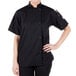Mercer Culinary Millennia® M60023 Women's Black Customizable Short Sleeve Cook Jacket Main Thumbnail 1