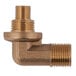 A brass threaded pipe fitting with a gold finish.