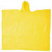 A yellow plastic poncho with a hood.