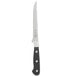 A Mercer Culinary Renaissance flexible boning knife with a black handle and white blade.