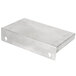 A silver stainless steel rectangular drip tray with two keyholes.