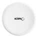 A white round porcelain dish with fluted edges and the word "Acopa" in black.