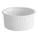 An Acopa bright white fluted porcelain ramekin on a white background.