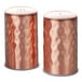 Two copper American Metalcraft salt and pepper shakers with a hammered finish.