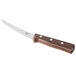 A Victorinox 6" narrow semi-stiff curved boning knife with a rosewood handle.