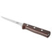 A Victorinox 5" narrow stiff boning knife with a rosewood handle.