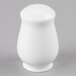 A white bone china salt shaker.