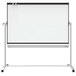 A silver and graphite Quartet mobile presentation easel with a white board on wheels.