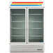 A True white refrigerated merchandiser with glass doors.