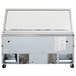 A stainless steel Turbo Air refrigerated sandwich prep table with hinged glass lids.
