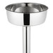 A stainless steel wine bucket stand with a silver pole.
