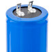 A blue cylindrical Avantco capacitor with metal clips.