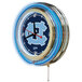 A Holland Bar Stool clock with a University of North Carolina logo in blue and white.
