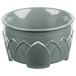 A sage green Dinex insulated bowl with a carved design.