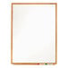 A whiteboard with a wooden frame on a white background.