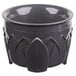 A black plastic Dinex insulated bowl with a carved design.
