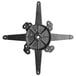 A black metal Lancaster Table & Seating cast iron table base spider with a circular design.