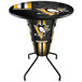 A Holland Bar Stool Pittsburgh Penguins logo on a round LED pub table.