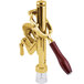 A brass-plated Franmara Bar-Pull wine bottle opener with a red handle.