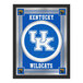 A blue and white University of Kentucky logo framed mirror.