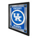 A blue and silver framed University of Kentucky mirror with a white background and a UK logo.