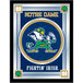 A white framed mirror with a blue and white University of Notre Dame logo and a leprechaun cartoon.