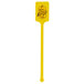 A yellow rectangular stirrer with a yellow label and black text.