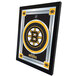 A white framed mirror with the Boston Bruins logo.
