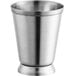 An Acopa stainless steel mint julep cup with beaded detailing on a white background.
