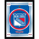 A framed mirror with the New York Rangers logo.