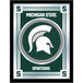 A framed Michigan State Spartans logo in green and silver on a black and silver frame.
