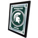 A white framed mirror with a Michigan State Spartans logo in green and silver.