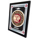 A white and black framed mirror with an Indian Motorcycle logo.